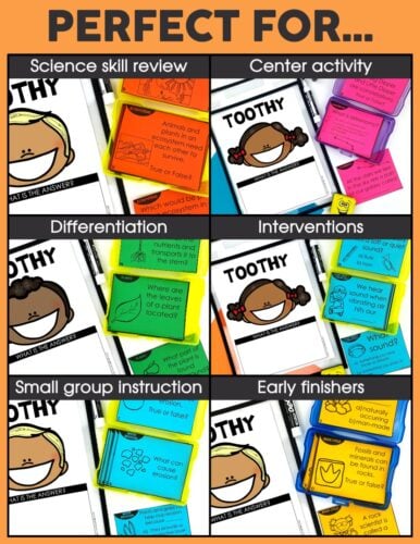 Images showing the science task cards in action