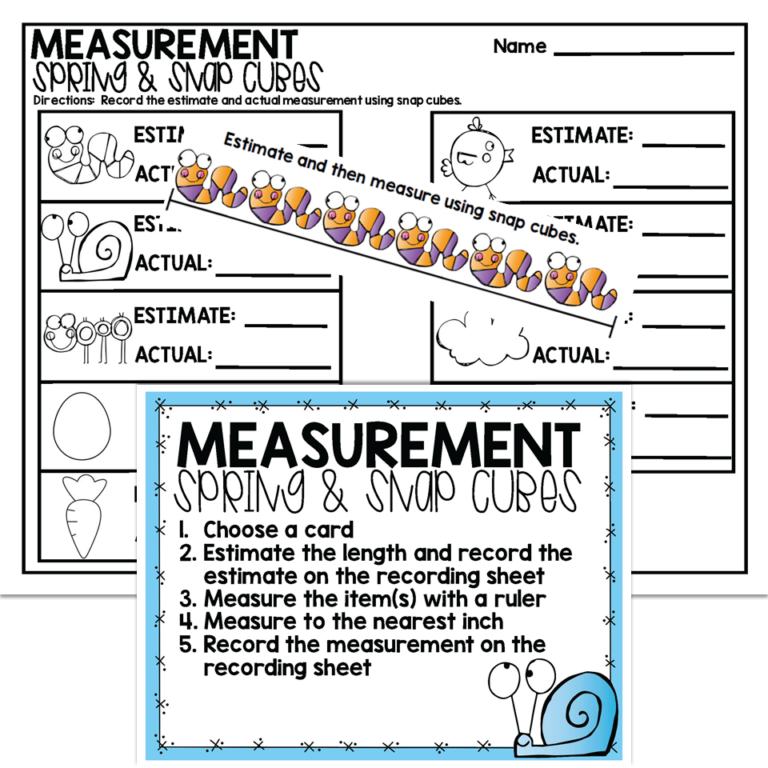 1st Grade April Math Center - Measurement - Lucky Little Learners