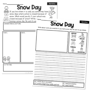 1st Grade January Writing Pages - Narrative - Snowy Day - Lucky Little ...