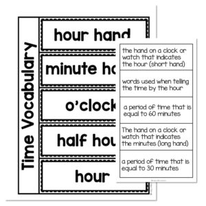 1st Grade Math Notebook - Measurement & Data - Time Vocabulary - Lucky ...