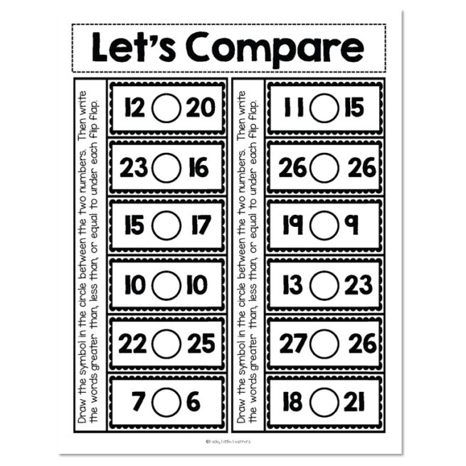 1st Grade Math Notebook - Numbers & Operations - Let's Compare - Lucky ...