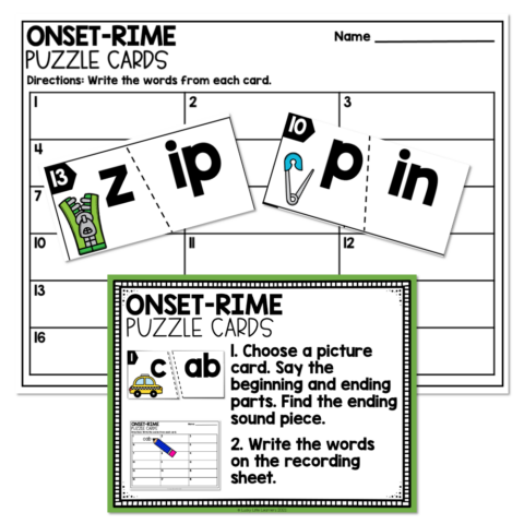 1st Grade Phonemic and Phonological Center - Onset Rime - Lucky Little ...