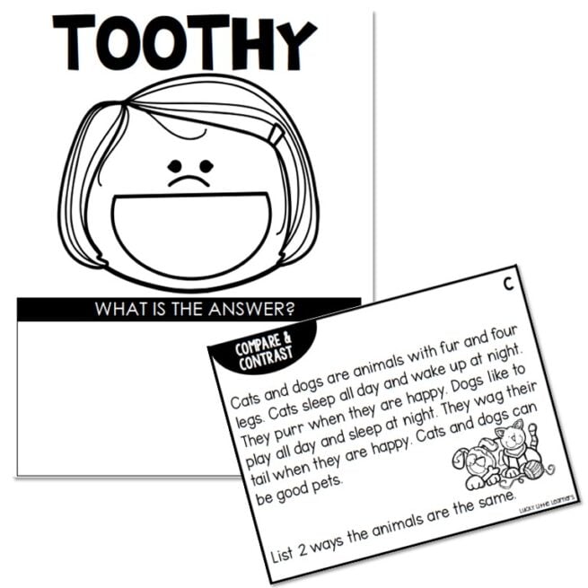 Toothy - Reading Comprehension - 1st Grade - Nonfiction Compare and ...