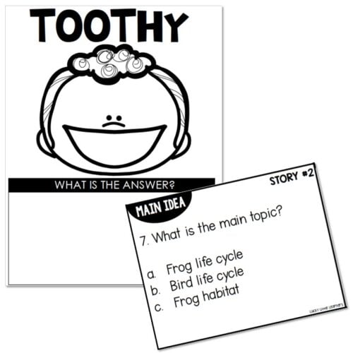 Toothy - Reading Comprehension - 1st Grade - Nonfiction Main Idea ...