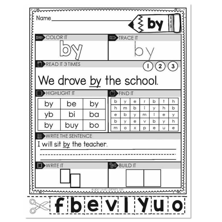 1st Grade Sight Word Worksheets - By - Lucky Little Learners