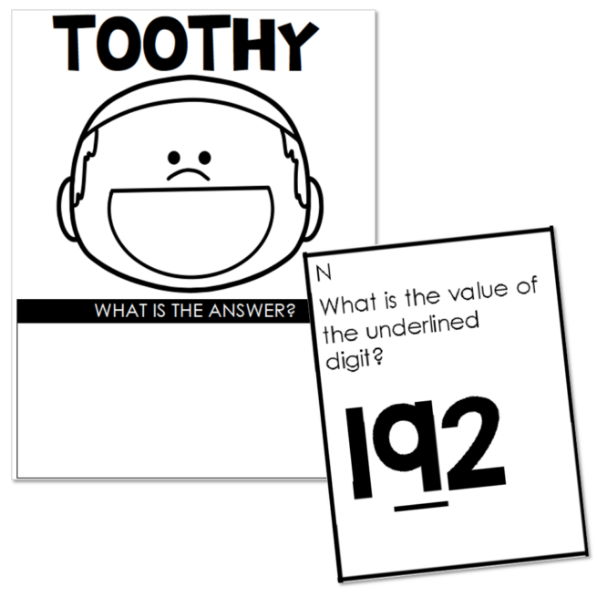 1st and 2nd Grade Math Toothy® Task Cards - Place Value - Lucky Little ...