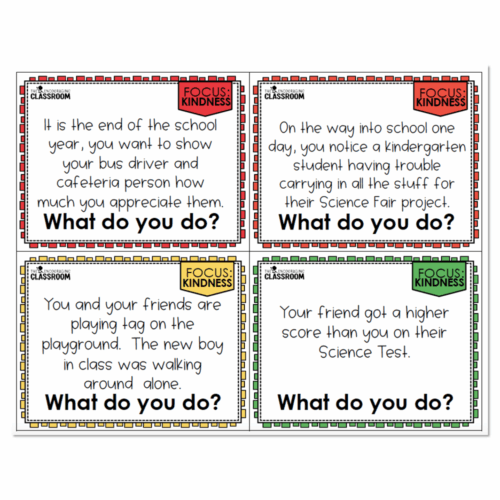 1st and 2nd Grade - Social Emotional Learning - Kindness Unit - Scenario Cards
