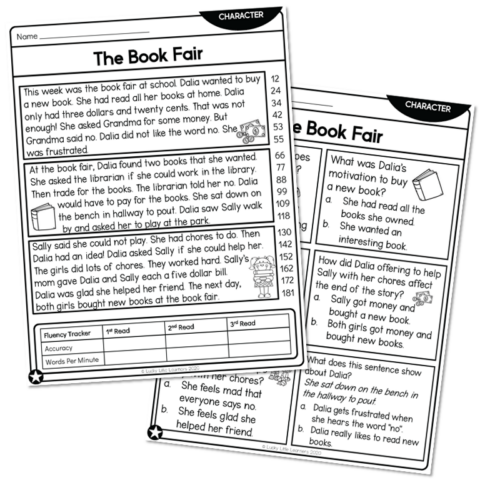 2nd Grade Character Reading Passage - The Book Fair - Below - Lucky ...