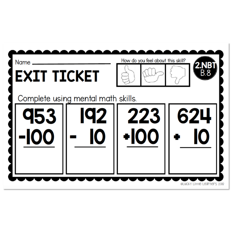 2nd Grade Exit Tickets - Numbers & Operations in Base Ten - 2.NBT B.8 ...