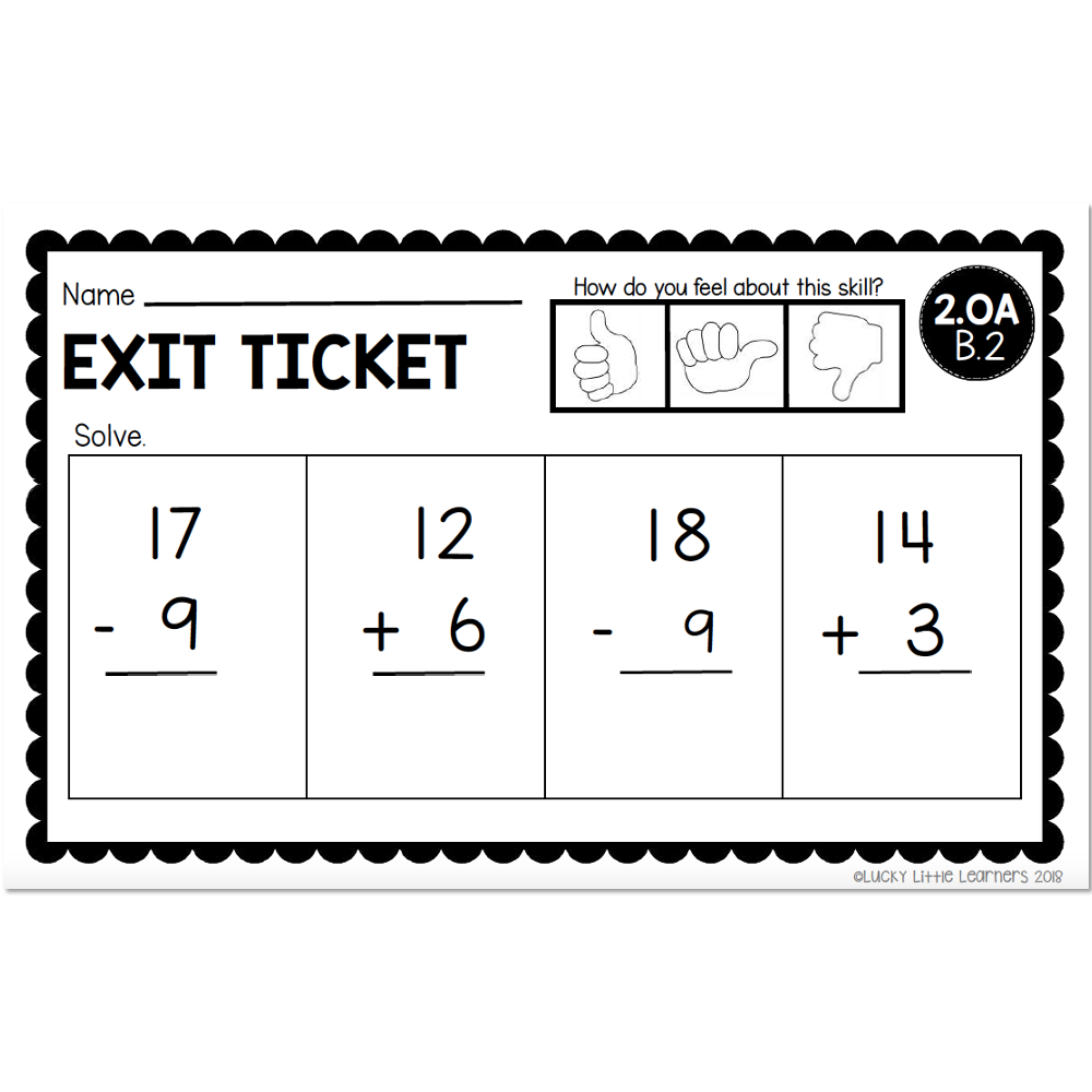 2nd Grade Exit Tickets - Operations & Algebraic Thinking - 2.OA B.2 ...