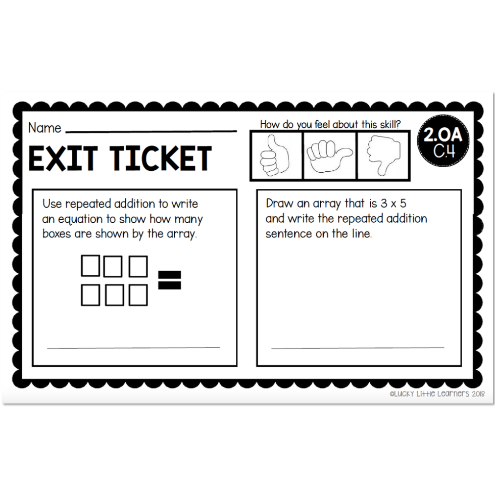 2nd Grade Exit Tickets - Operations & Algebraic Thinking - 2.OA C.4 ...