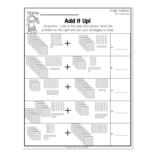 2nd Grade Math Worksheets - 3-Digit Addition With Regrouping - Add It ...