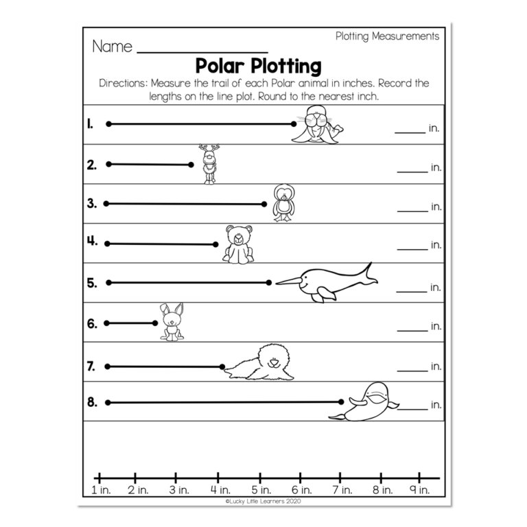 2nd Grade Math Worksheets - Data & Graphing - Plotting Measurements ...