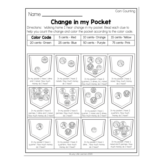 2nd Grade Math Worksheets - Money - Counting Coins - Change In My ...