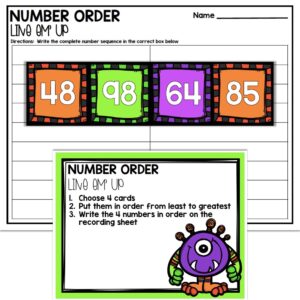 2nd Grade October Math Center - Number Order - Lucky Little Learners