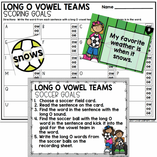 2nd Grade Phonics Center - Long O Vowel Teams - Lucky Little Learners