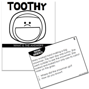 Toothy - Reading Comprehension - 2nd Grade - Inferences - Lucky Little ...