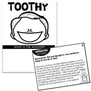 Toothy - Reading Comprehension - 2nd Grade - Summarizing - Lucky Little ...