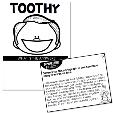 Toothy - Reading Comprehension - 2nd Grade - Summarizing - Lucky Little ...