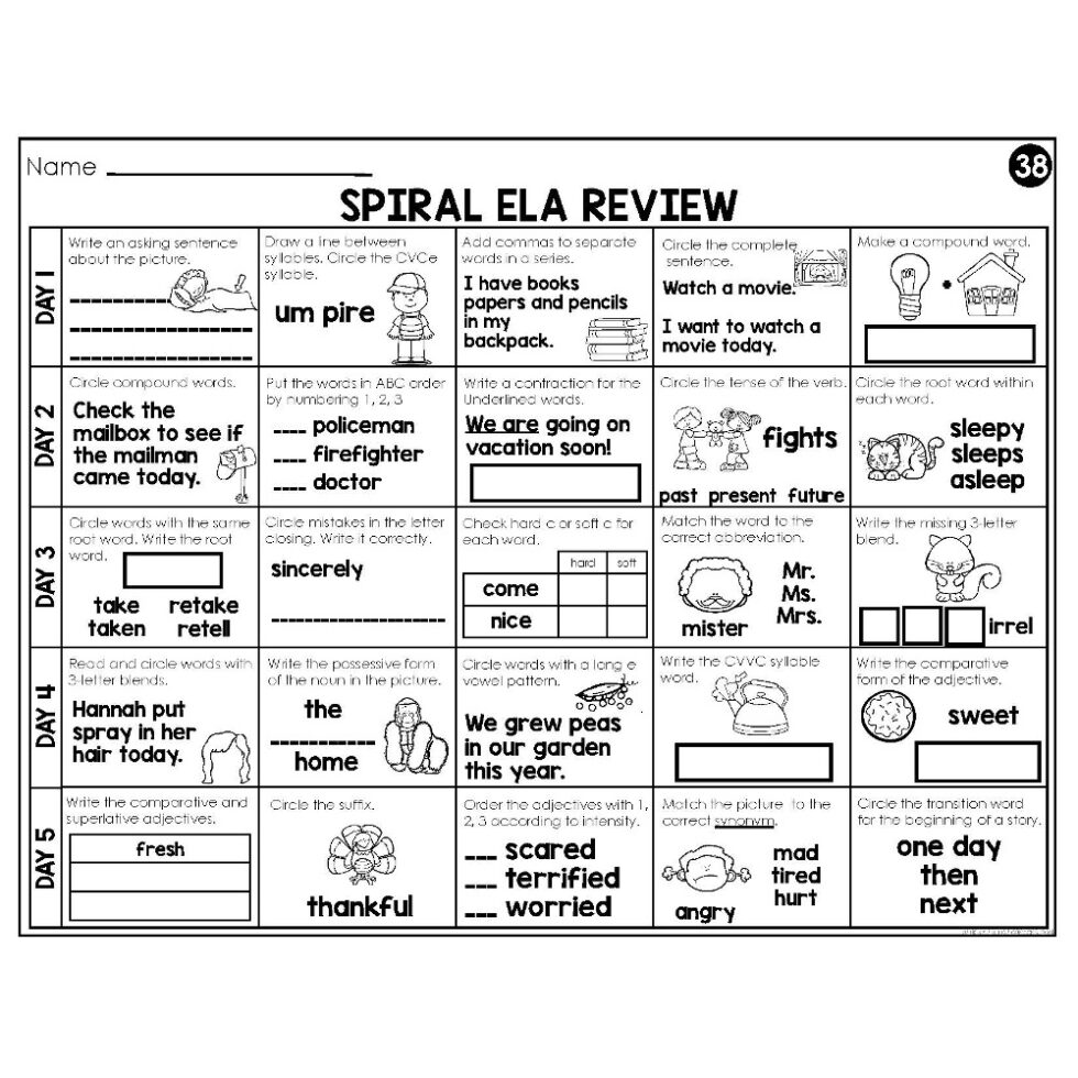 2nd Grade Spiral ELA - Week 38 - Lucky Little Learners