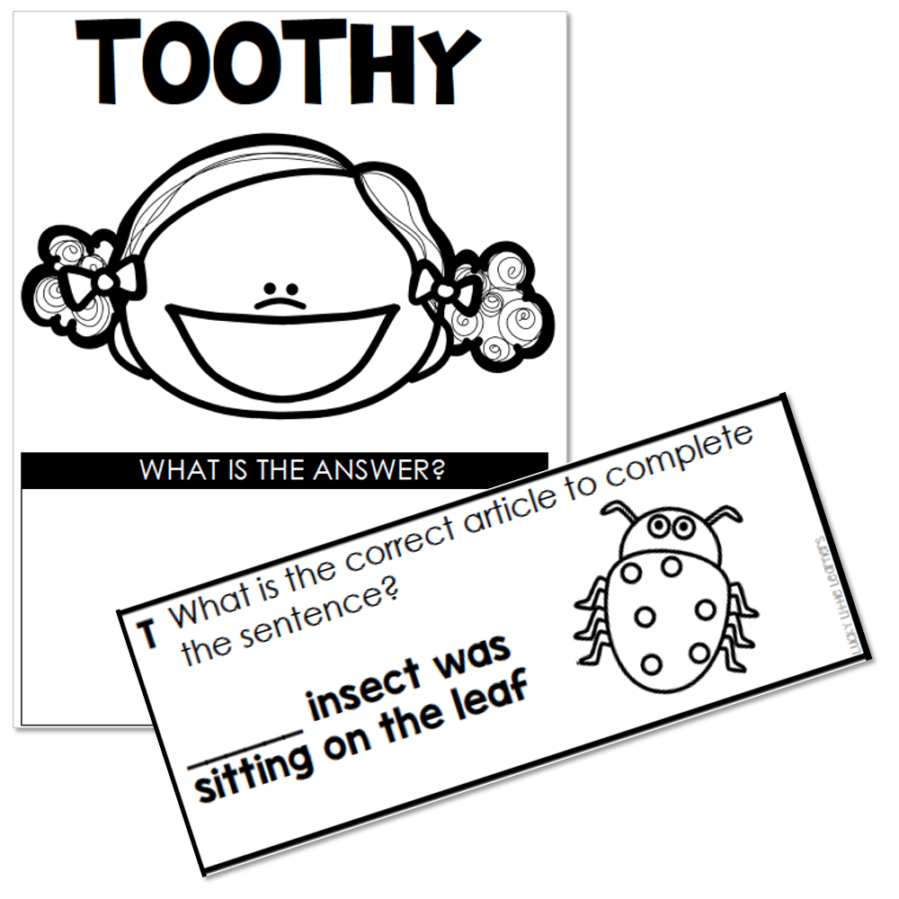 Toothy - Grammar - 2nd and 3rd Grade - Articles - Lucky Little Learners