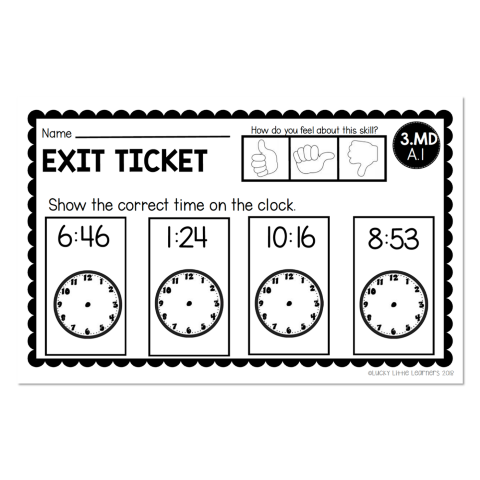 3rd Grade Exit Tickets - Measurement & Data - 3.MD A.1 - version 1 ...