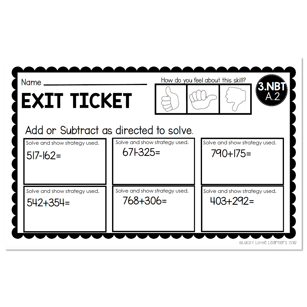 3rd Grade Exit Tickets - Numbers & Operations in Base Ten - 3.NBT A.2 ...