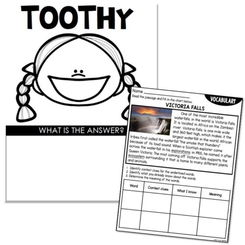 3rd Grade - Reading Toothy Task Cards - Nonfiction - Vocabulary - Lucky ...