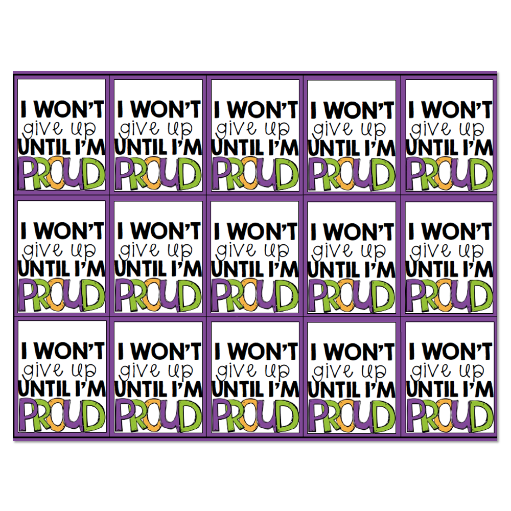 Brag Tags - Growth Mindset - I Wont Give Up - Lucky Little Learners