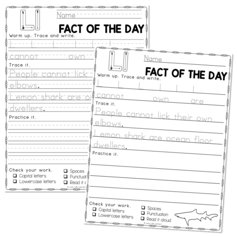 Fun Facts Handwriting Practice - Ll - Lucky Little Learners