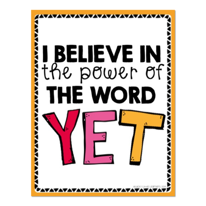 Growth Mindset Posters - I Believe in the Power of the Word Yet - Lucky ...