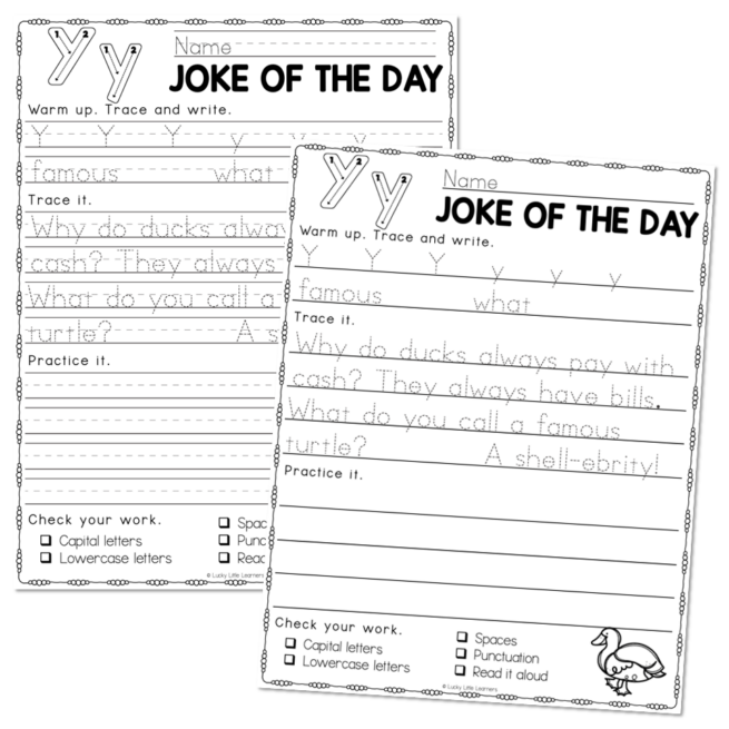 Jokes Handwriting Practice - Yy