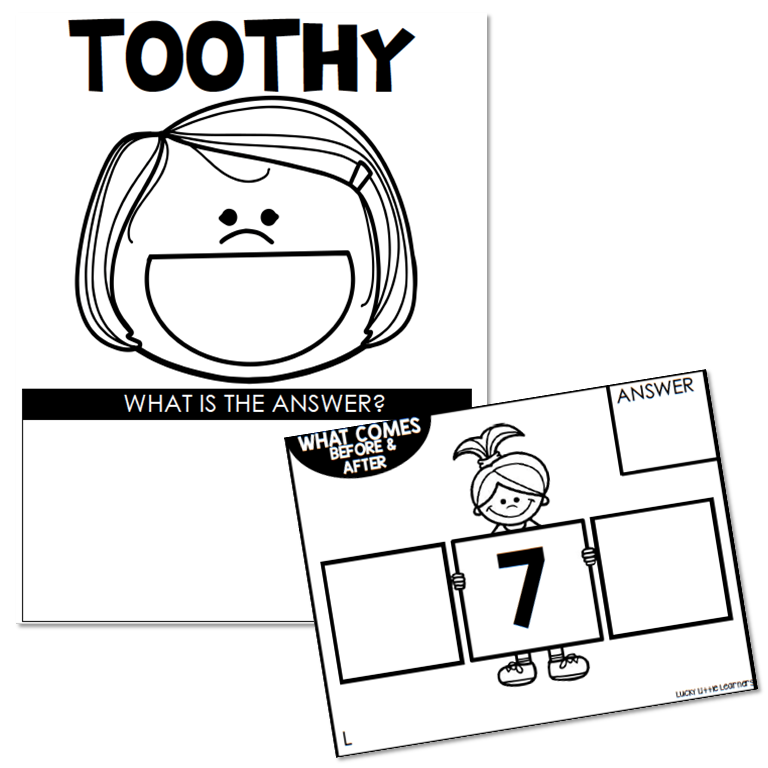 Toothy Boxes Math Toothy - Math - Kindergarten - What Comes Before and After - Lucky ...