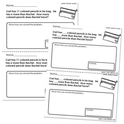 Numberless Word Problems - Comparing - Referent Unknown 2 - Lucky ...