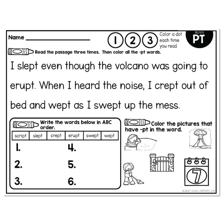 PT - Blends Phonics Mats 1st Grade - Lucky Little Learners