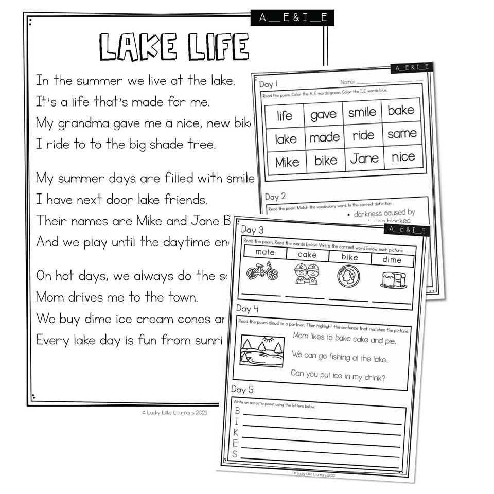 Phonics Poems - AE and IE - Lucky Little Learners