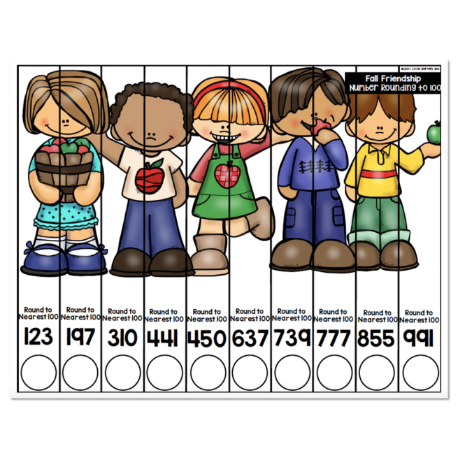 September Math Puzzle - Fall Friendship - Number Rounding to 100 ...