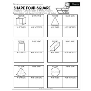 Spring - Early Finishers 2nd Grade - Math - Shapes - Shape Four-Square ...