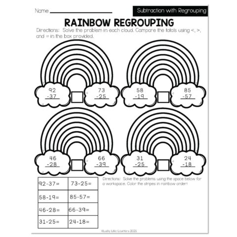 Spring - Early Finishers 2nd Grade - Math - Subtraction with Regrouping ...