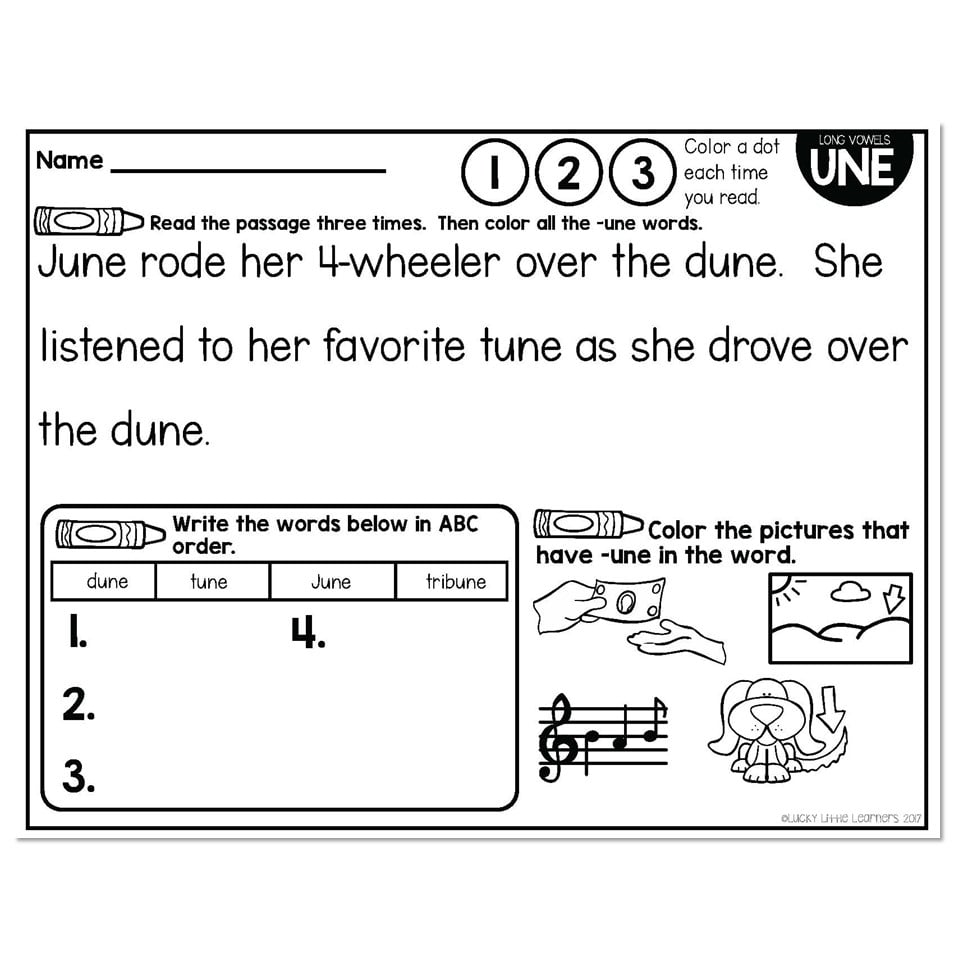 UNE - Long Vowel Phonics Mats 1st Grade - Lucky Little Learners