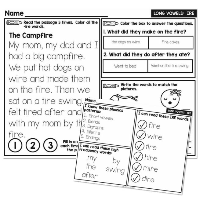 1st Grade Decodable Phonics Passage - Long Vowels - IRE - Lucky Little ...
