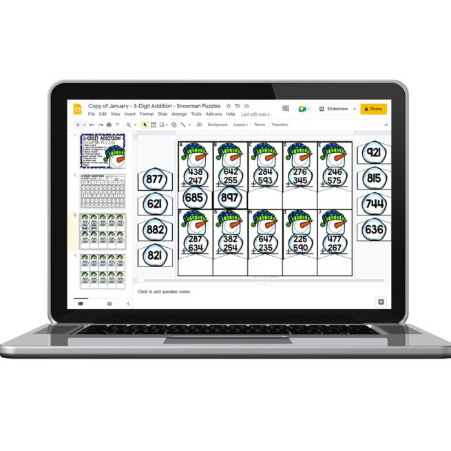 Digital - 2nd Grade January Math Center - 3 Digit Addition - Lucky ...