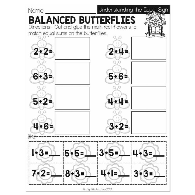 Spring - Early Finishers 1st Grade - Math - Understanding the Equal ...