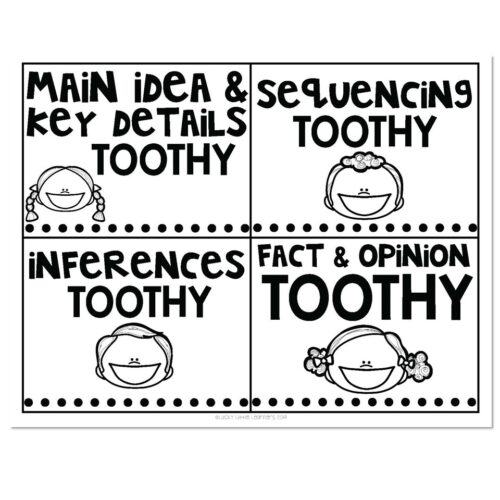 2nd Grade - Reading Comprehension Toothy Task Cards - Container Covers ...