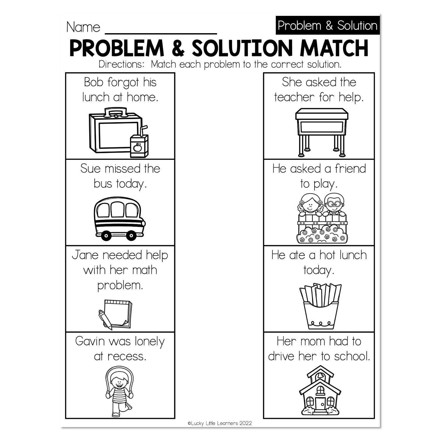 Fall Early Finishers 1st Grade ELA Problem And Solution Problem 