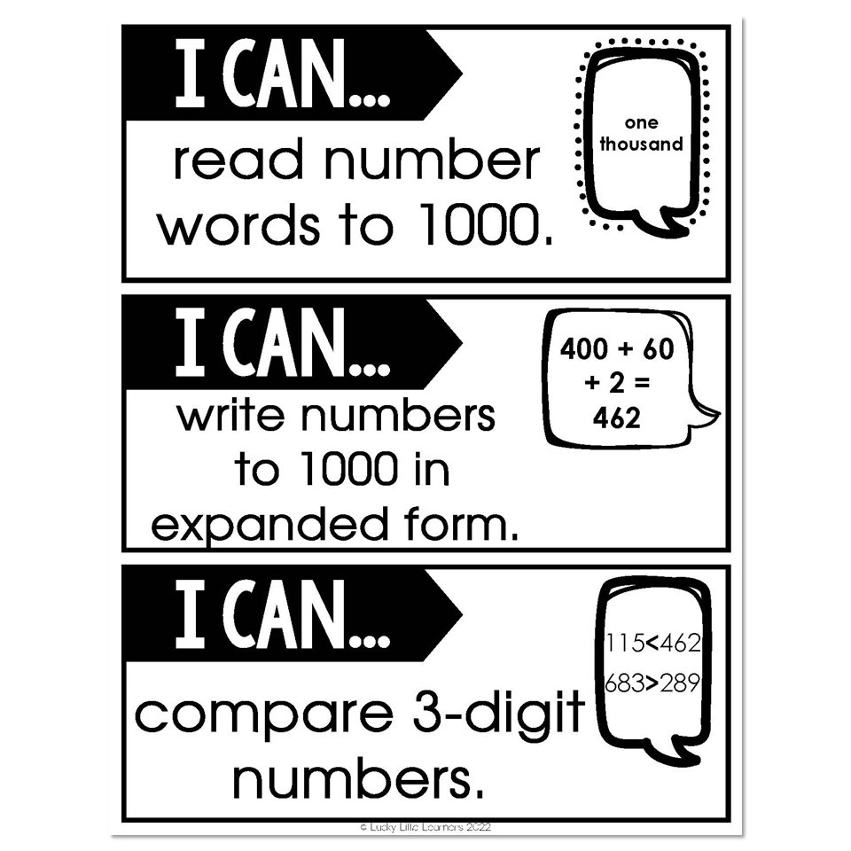 Classroom Setup - I Can Statements - Math - Set 6 - Lucky Little Learners