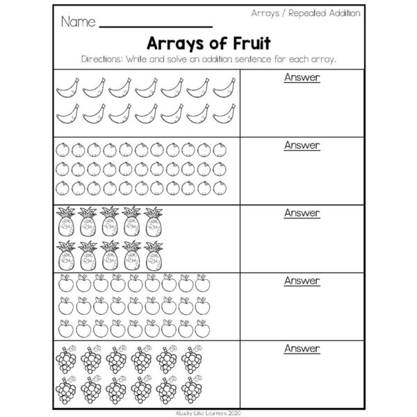 2nd Grade Math Worksheets - Operations and Algebraic Thinking - Arrays ...