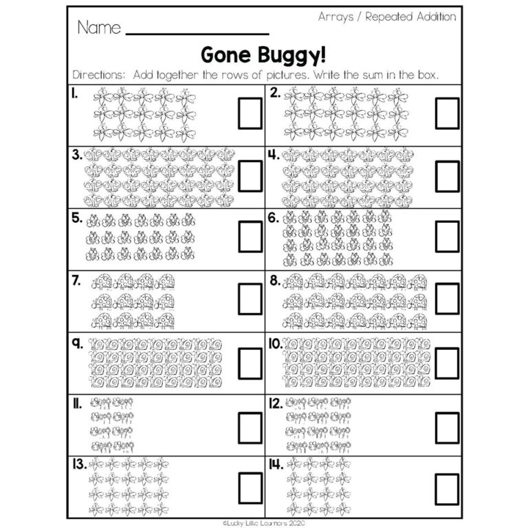 2nd Grade Math Worksheets - Operations and Algebraic Thinking - Arrays ...