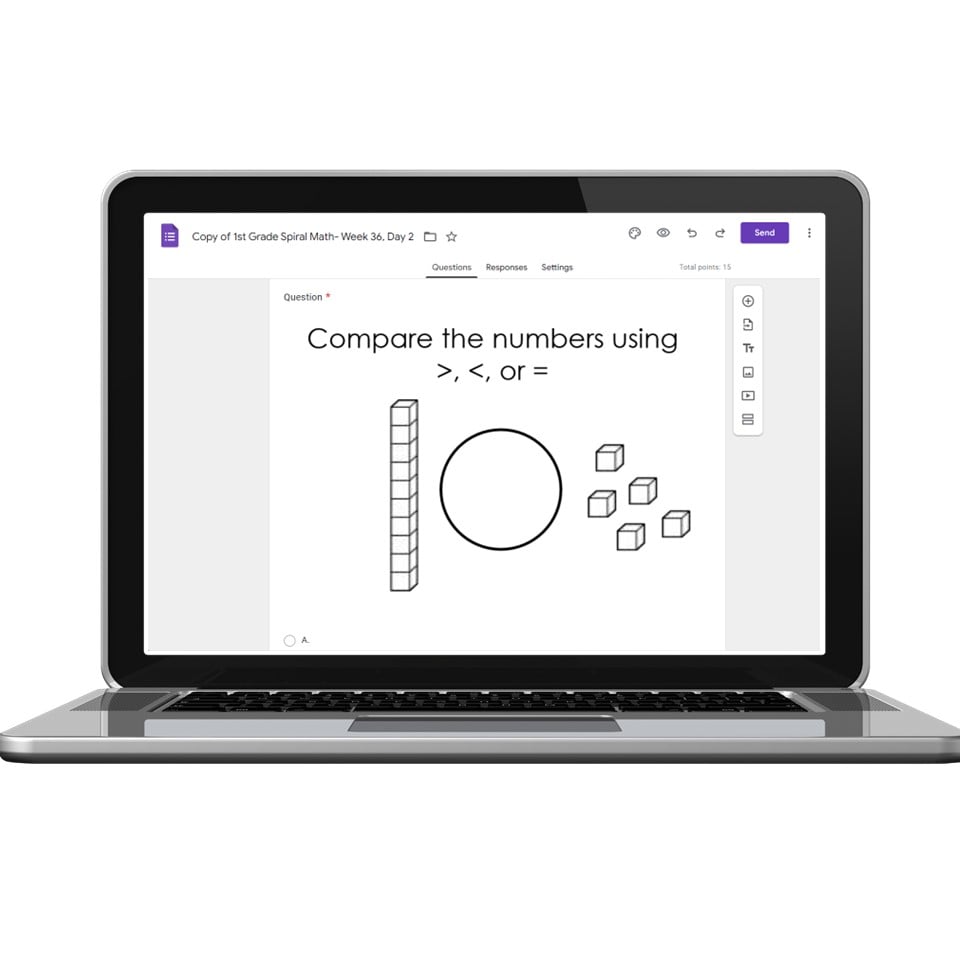 Digital 1st Grade Spiral Math - Week 36 - Day 2 - Lucky Little Learners