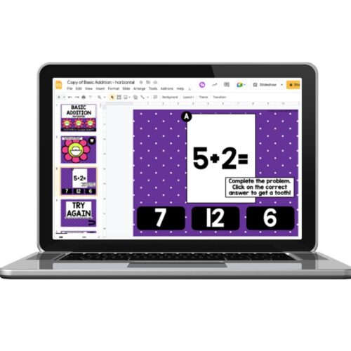 Digital - 1st and 2nd Grade Math Toothy® Task Cards - Basic Addition ...